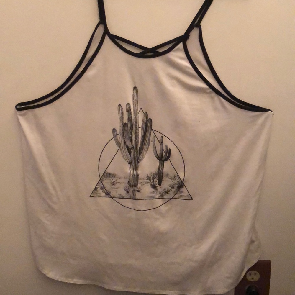 Rue 21 Plus white and black cactus tank top
